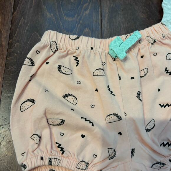 PL Baby By Petit Lem Girl's 6 Months Taco Tuesday Outfit Top Shorts Tacos - Picture 7 of 7